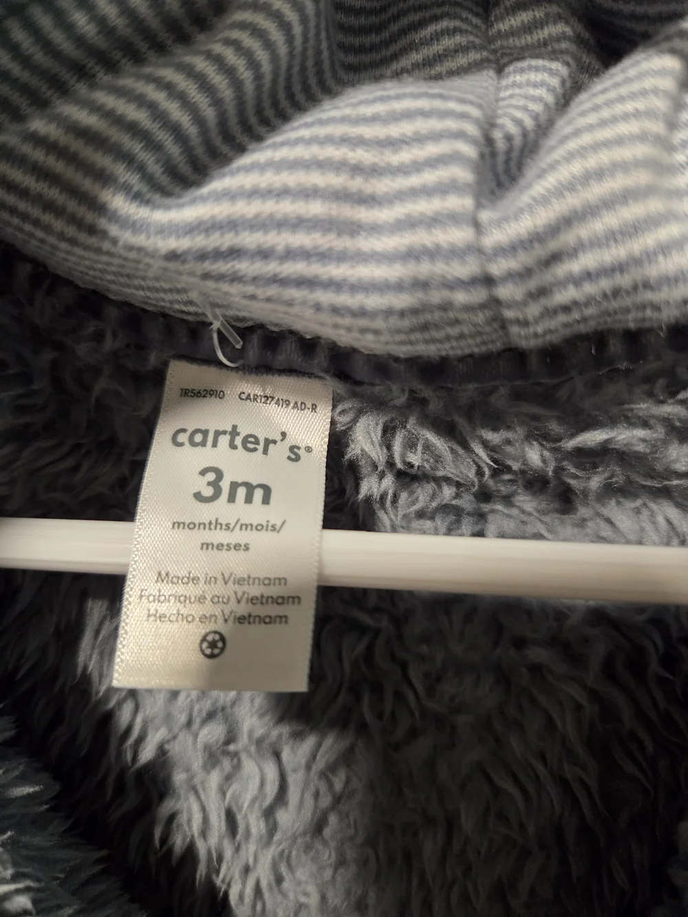 Carter's Blue-Gray Teddy Bear Hooded Footed One-Piece